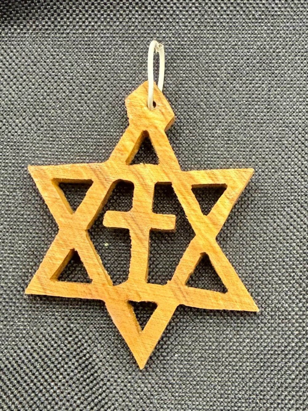 ✡️ Hand Carved Olive Wood Messianic Star of David Cross Pendant Necklace